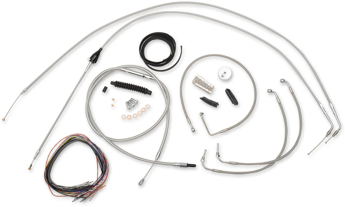 LA Choppers Handlebar Cable/Brake Line Kit - Complete - 18" - 20" Handlebars - Stainless LA-8058KT2-19 - Side View