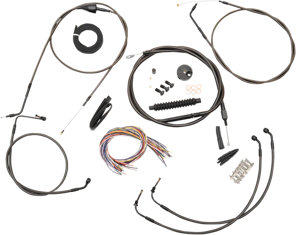 LA Choppers Handlebar Cable/Brake Line Kit - Quick Connect - Complete - Mini Handlebars - Midnight LA-8157KT2-08M - Side View