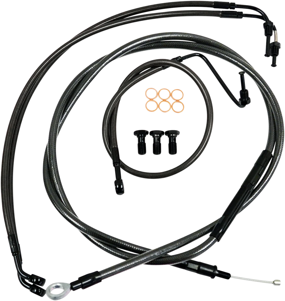 LA Choppers Handlebar Cable/Brake Line Kit - Stock Ape Hanger Handlebars - Midnight LA-8059KT-08M - Side View