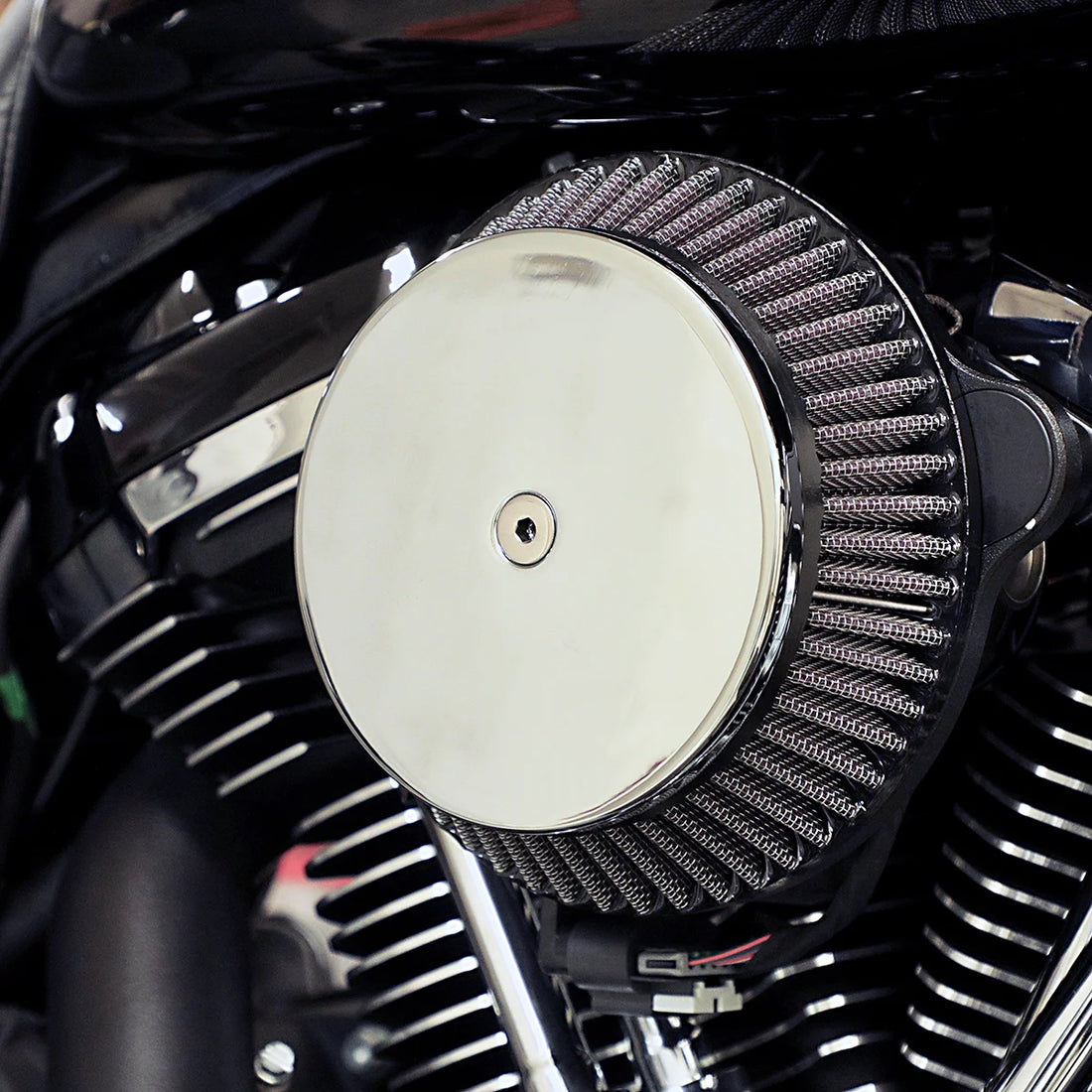 LA Choppers Plain Cover Big Air Cleaner Kit - Black LA-2392-00B - Side View