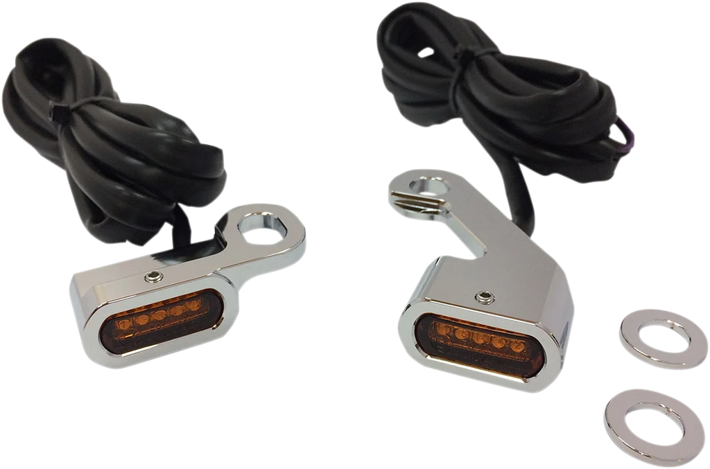 LED Handlebar Marker Lights - Chrome/Amber DragSpecialties L22-0232CAENU - Main Product View