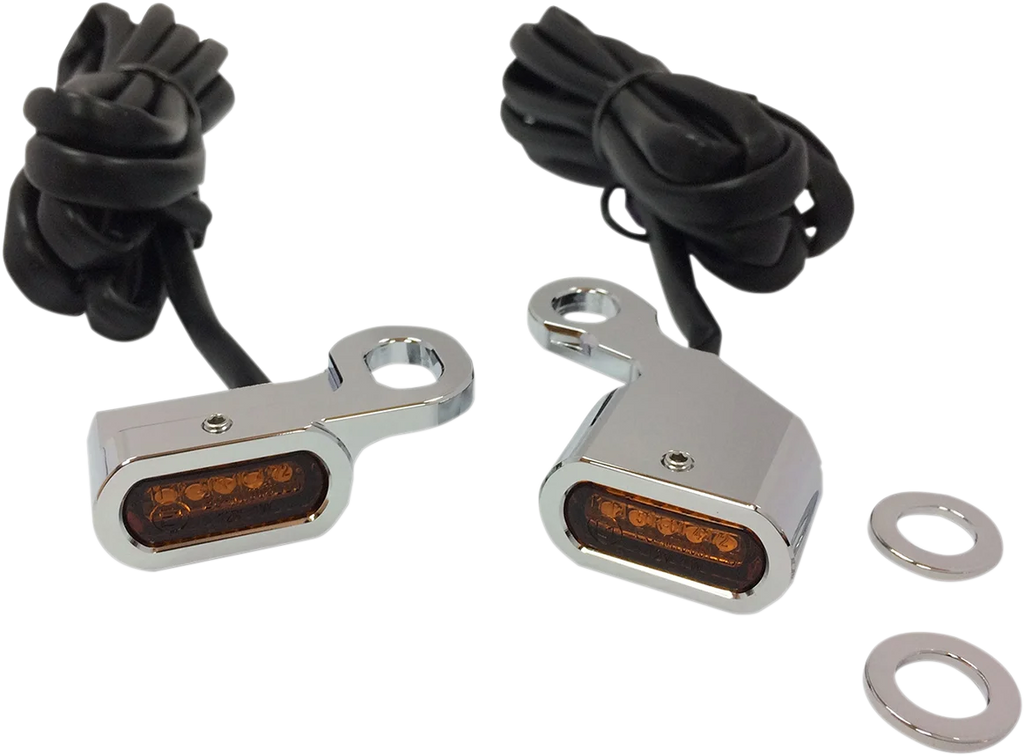 LED Handlebar Marker Lights - Chrome/Amber DragSpecialties L22-0232CAENU - Side View
