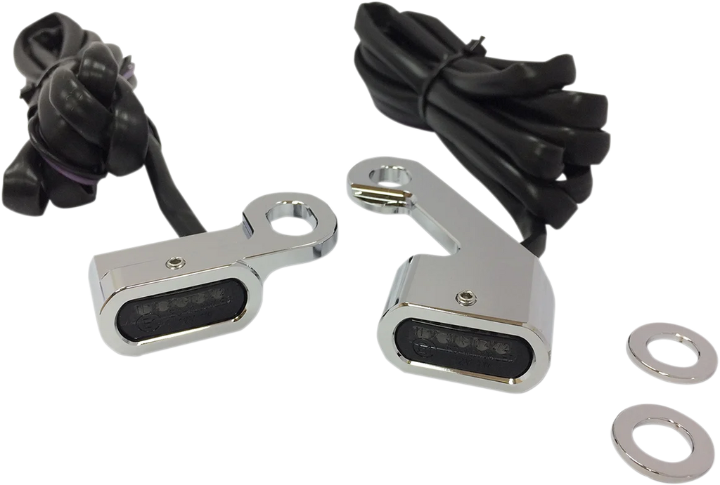 LED Handlebar Marker Lights - Chrome/Smoke DragSpecialties L22-0232CMENU - Main Product View