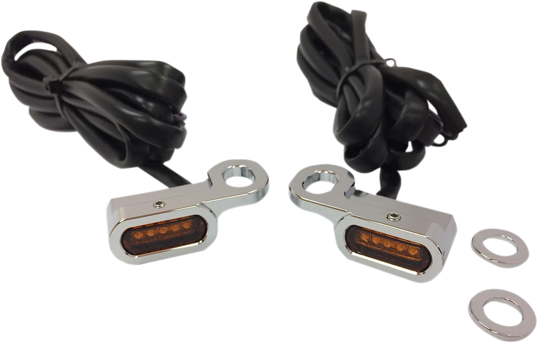 LED Handlebar Marker Lights - Hydraulic Clutch - Black/Amber DragSpecialties L22-0229MBAENU - Side View