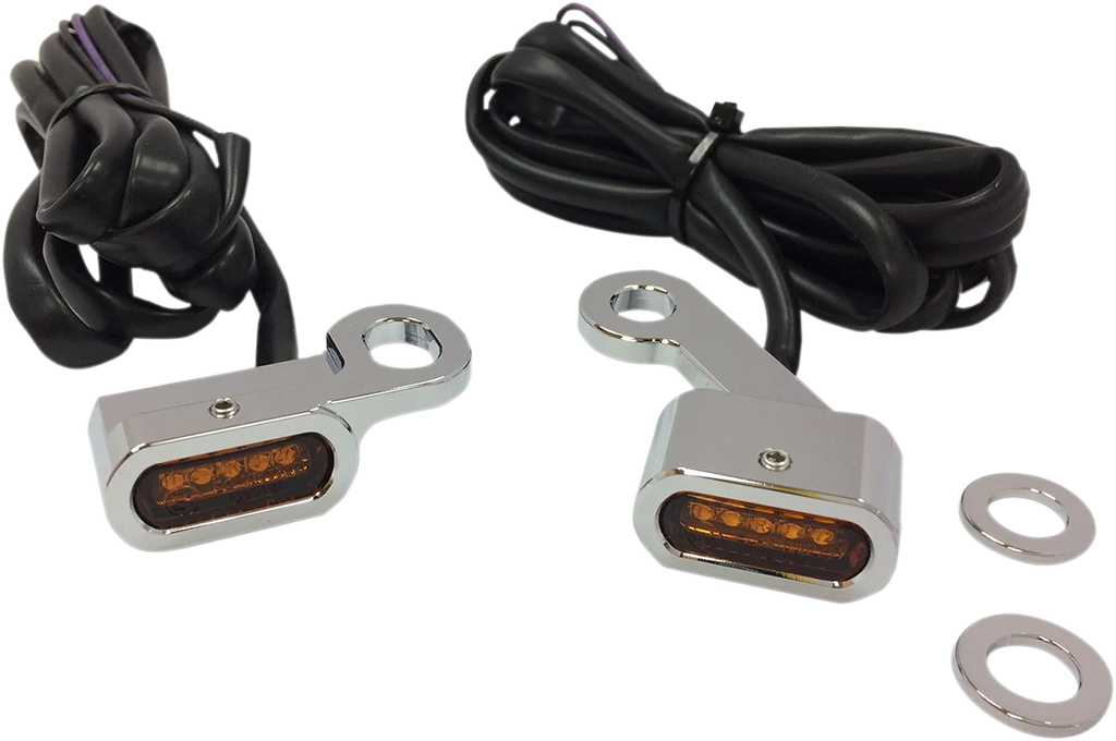 LED Handlebar Marker Lights - XL - Chrome/Amber DragSpecialties L22-0231CAENU - Main Product View