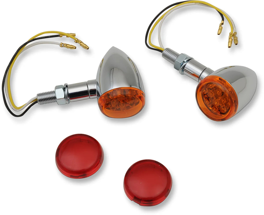 LED Marker Lights - Chrome/Amber - Smoke Lens DragSpecialties 20-6390C/MIQ - Detail View
