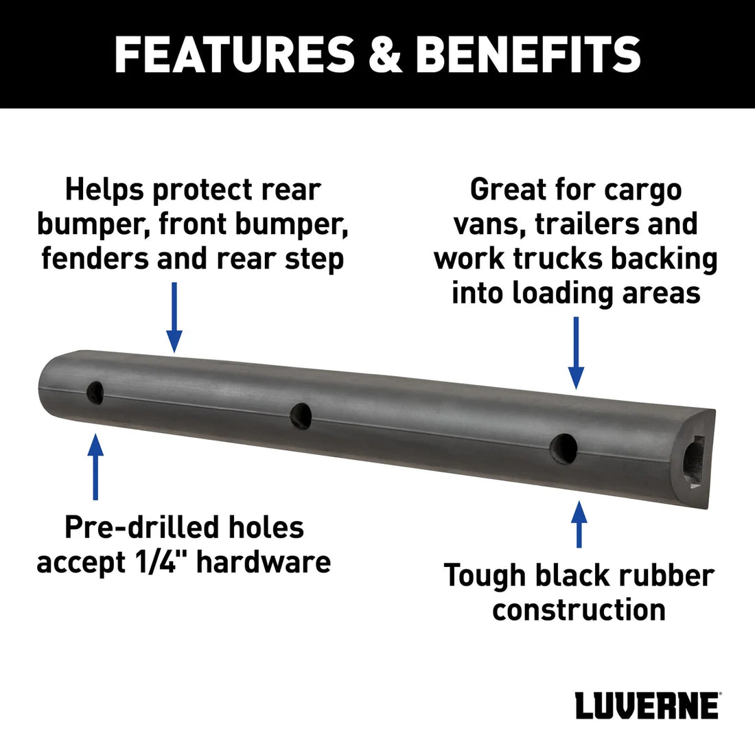 LUVERNE 20" Universal Rubber Bumper Strips (2-Pack) 2090616-2 - Back View