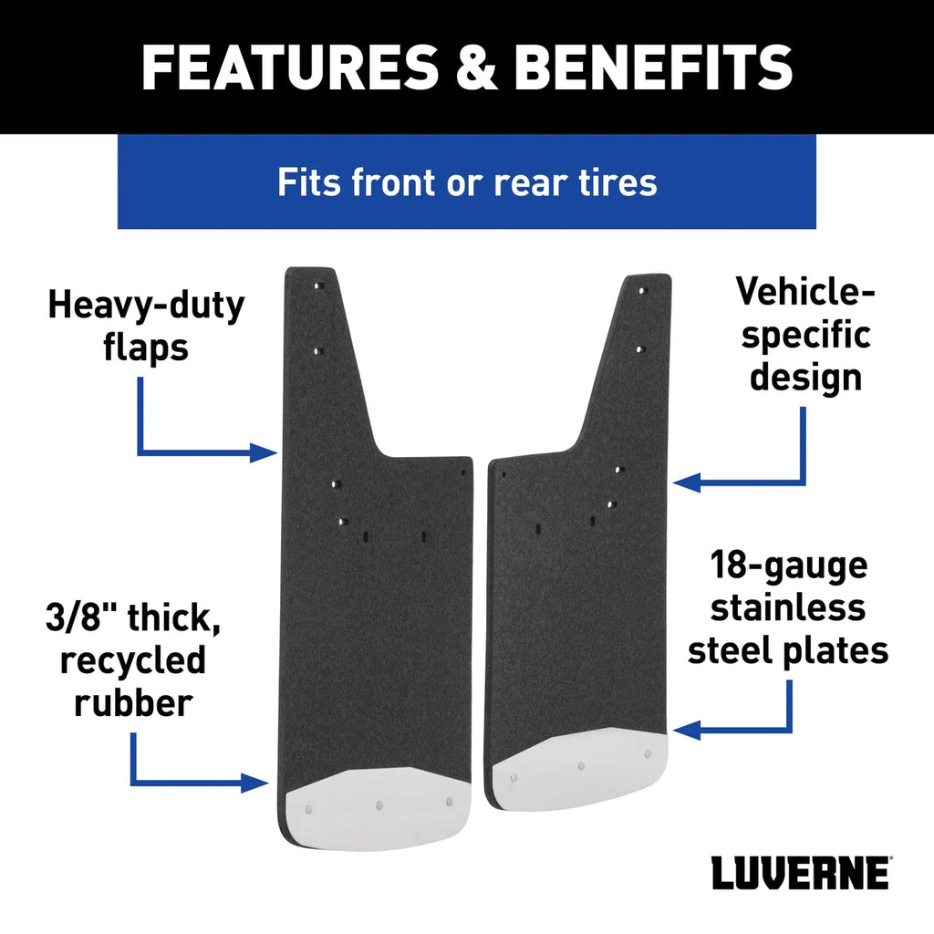 LUVERNE Front or Rear 12" x 20" Textured Rubber Mud Guards, Select Ford F-150 (2 Flaps) 251520 - Back View