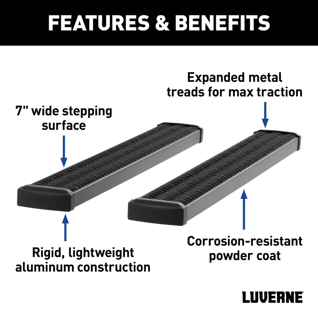 LUVERNE Grip Step 7" x 102" Aluminum W2W Running Boards, Select Silverado, Sierra HD 415102-401449 - Installation View