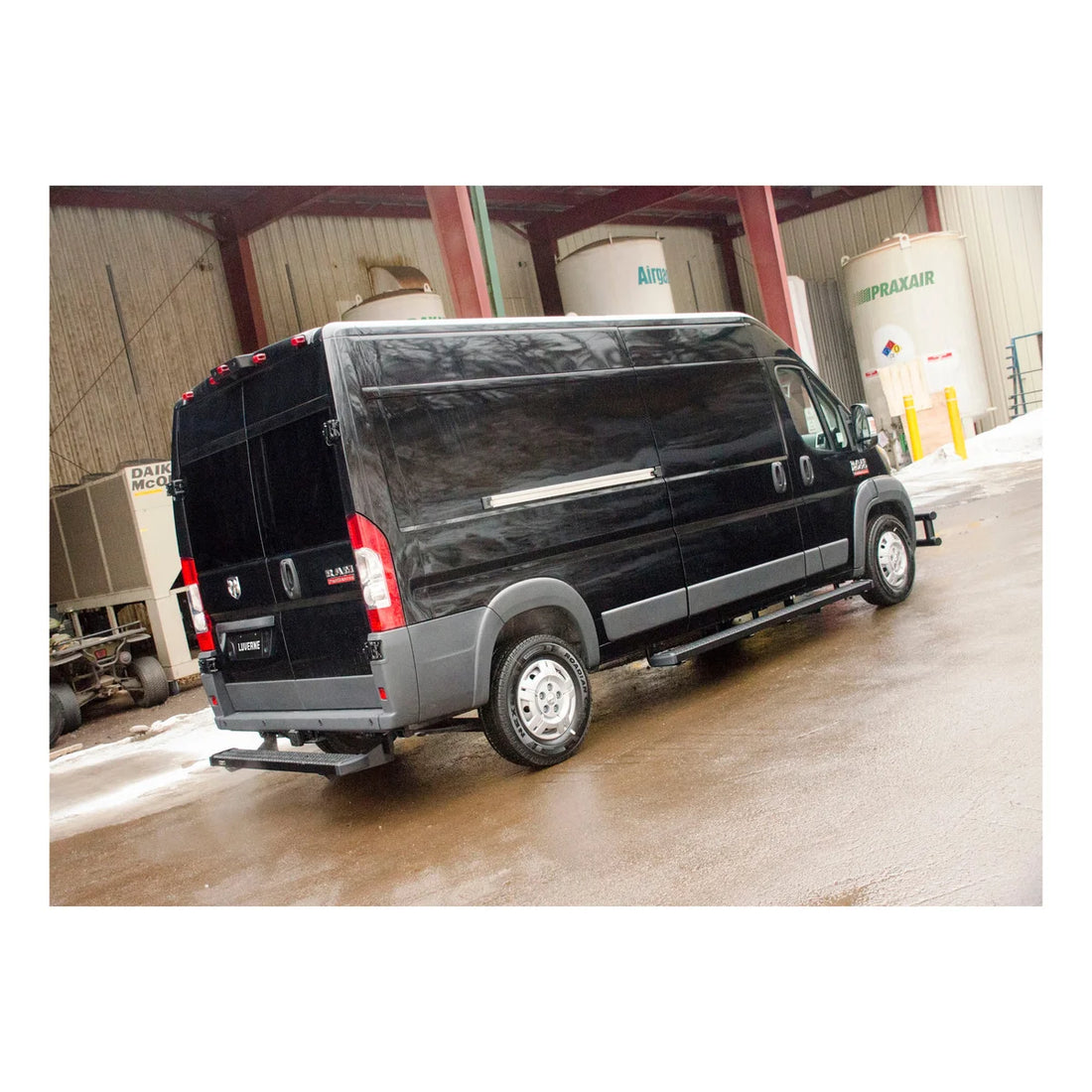 LUVERNE Grip Step 7" x 54" Black Aluminum Rear Step, Select Ram ProMaster 415254-401478 - Side View