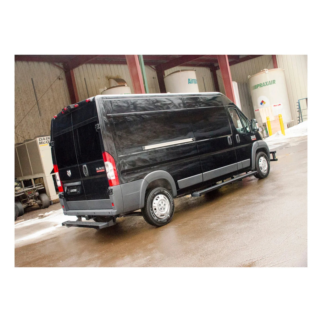 LUVERNE Grip Step 7" x 54" Black Aluminum Rear Step, Select Ram ProMaster 415254-401478 - Side View