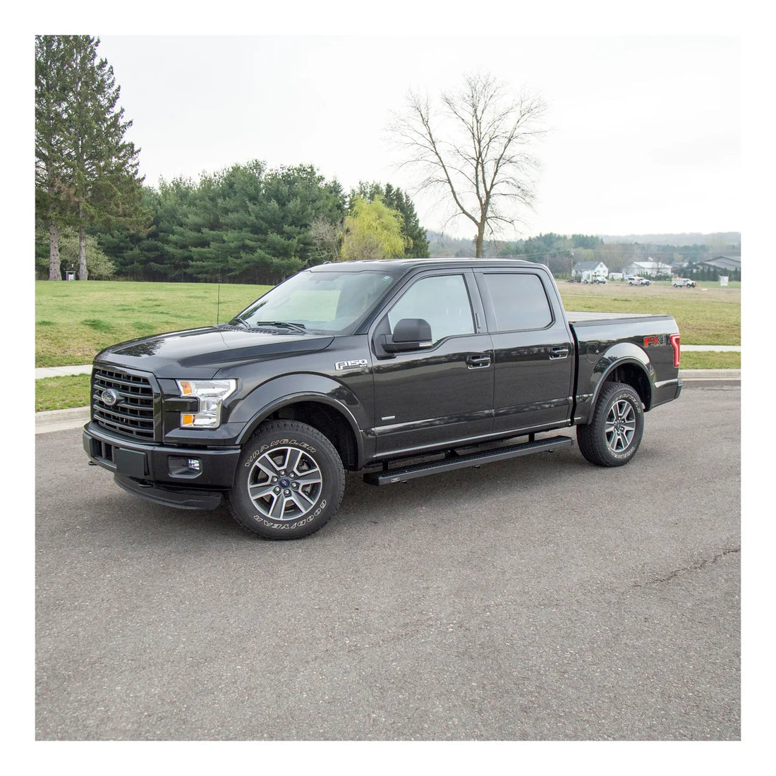 LUVERNE Grip Step 7" x 88" Black Aluminum Running Boards, Select Ford F-150 415088-401523 - Side View
