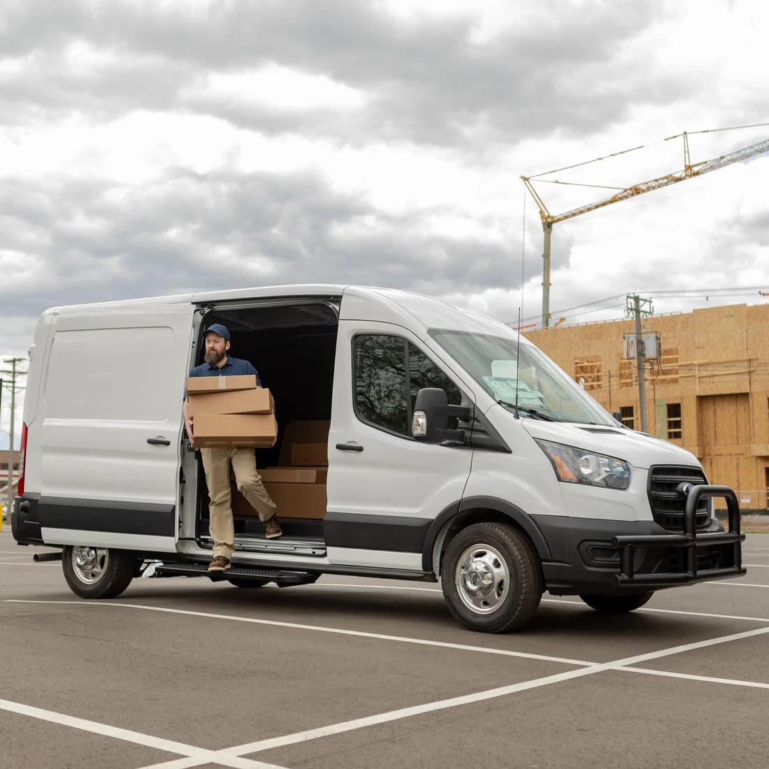 LUVERNE Grip Step XL 9-1/2" x 54" Steel Passenger Running Board, Select Ford Transit 495154-401801 - Side View