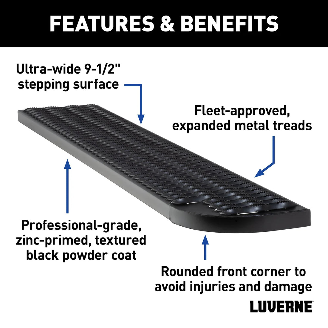 LUVERNE Grip Step XL 9-1/2" x 54" Steel Passenger Running Board, Select Ford Transit 495154-401801 - Additional View 5