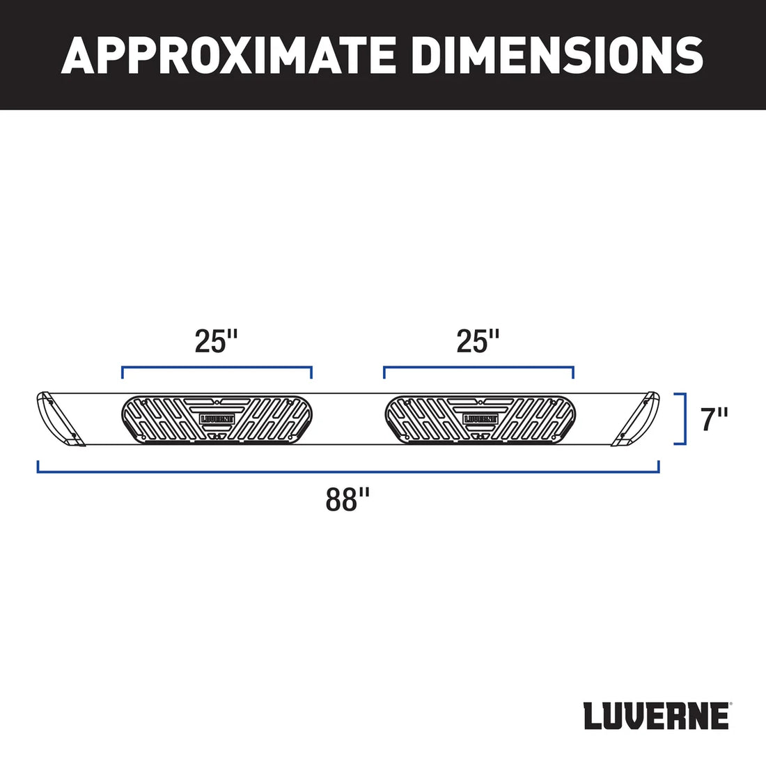 LUVERNE LUVERNE 277088-401535   Black Stainless 88" Side Steps for Select Ford Lightning 277088-401535 - Back View
