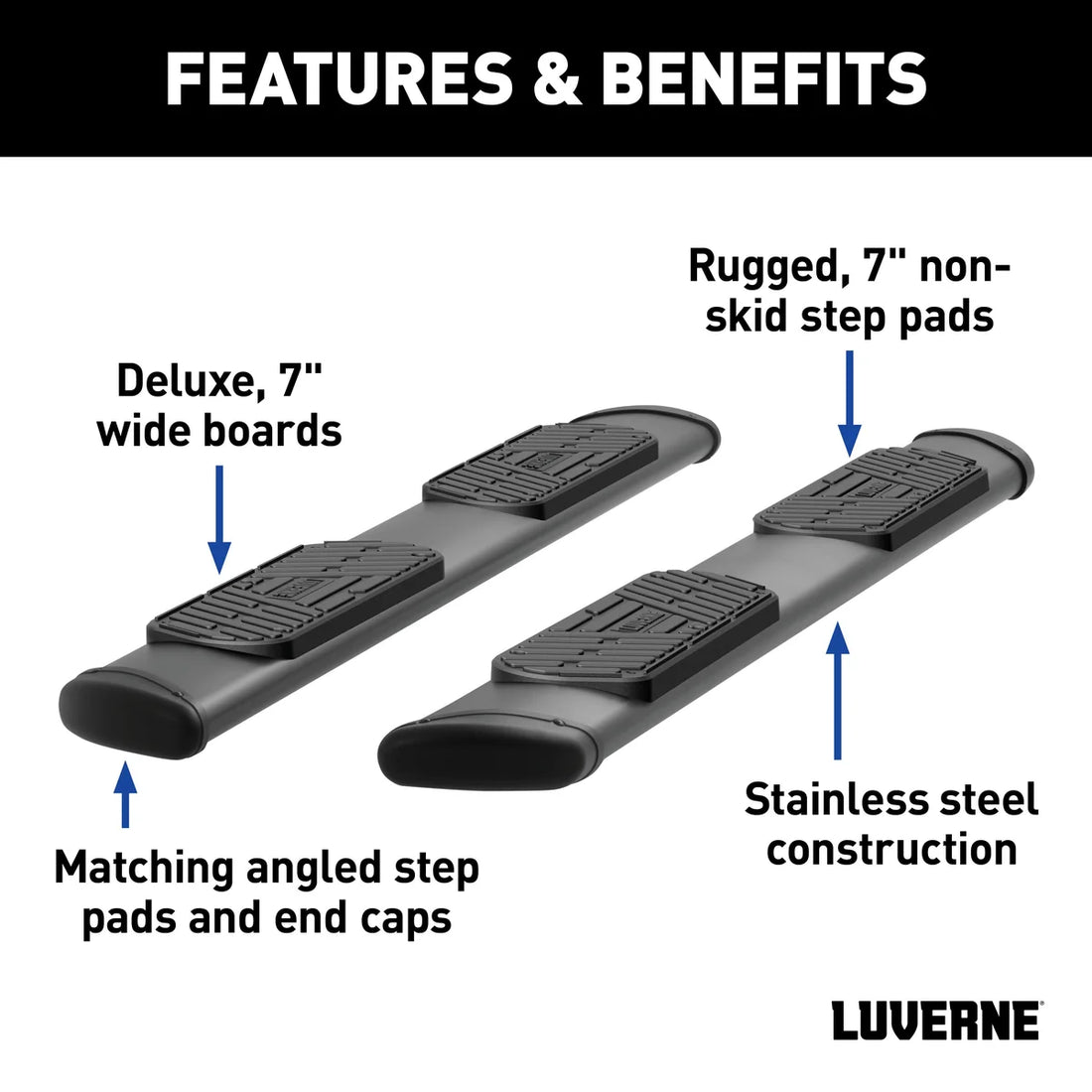 LUVERNE LUVERNE 277088-401535   Black Stainless 88" Side Steps for Select Ford Lightning 277088-401535 - Installation View