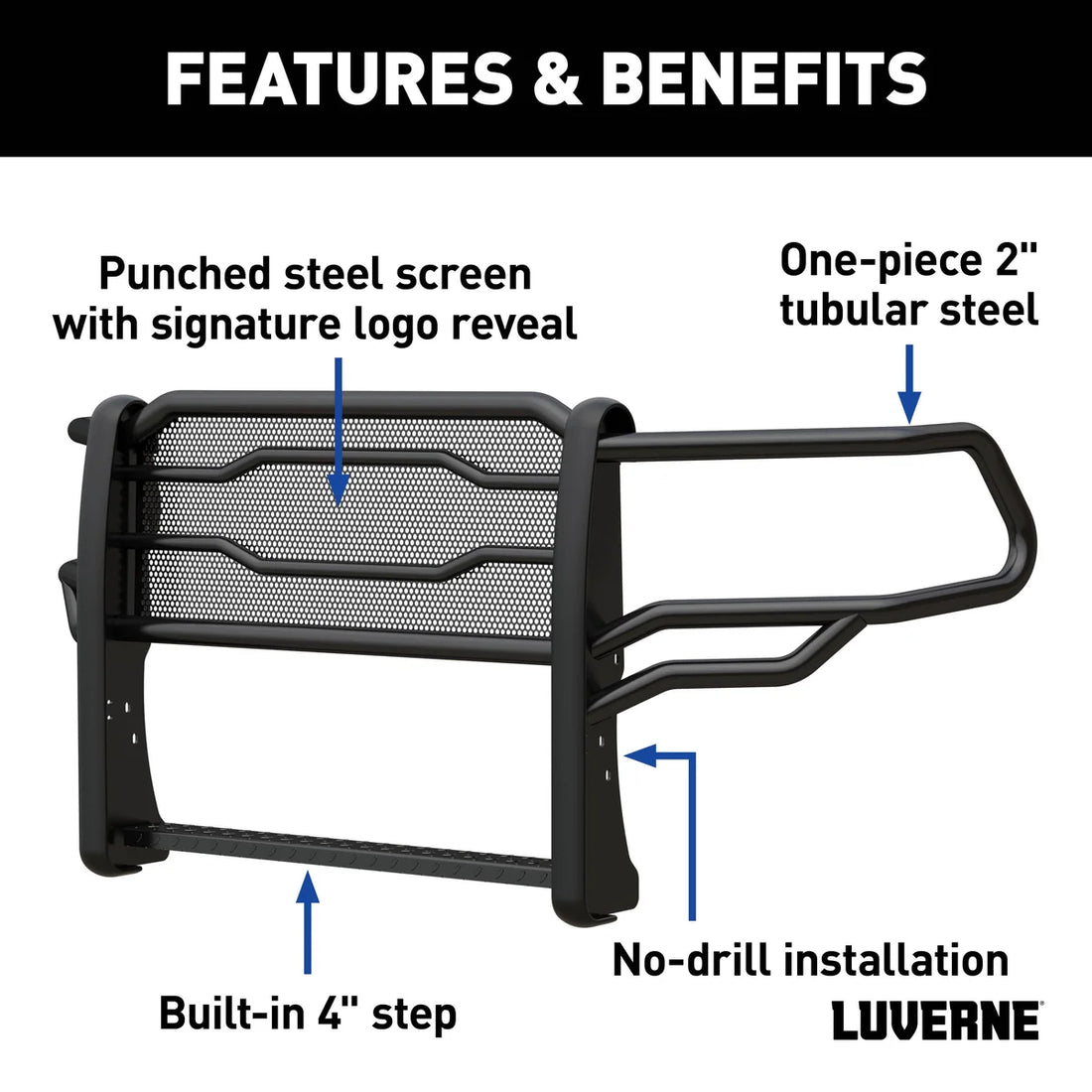 LUVERNE Prowler Max Black Steel Grille Guard, Select Ram 2500, 3500, 4500, 5500 321804 - Installation View