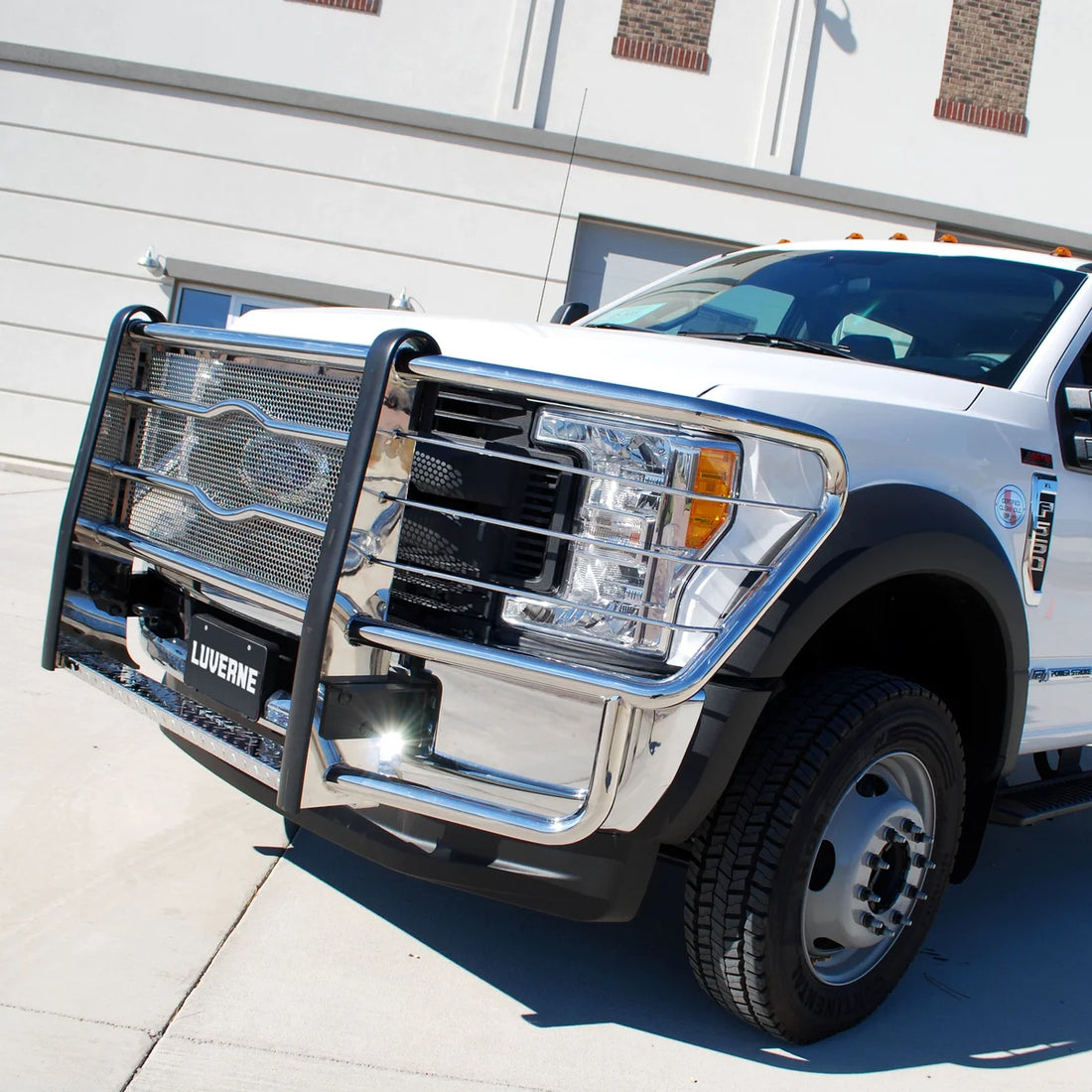 LUVERNE Prowler Max Polished Stainless Grille Guard, Select Ford F250, F350, F450, F550 311723-321722 - Back View