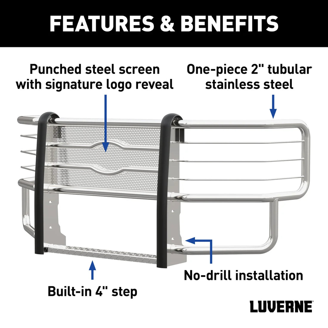 LUVERNE Prowler Max Polished Stainless Grille Guard, Select GMC Sierra 2500, 3500 HD 310713-321542 - Additional View 7