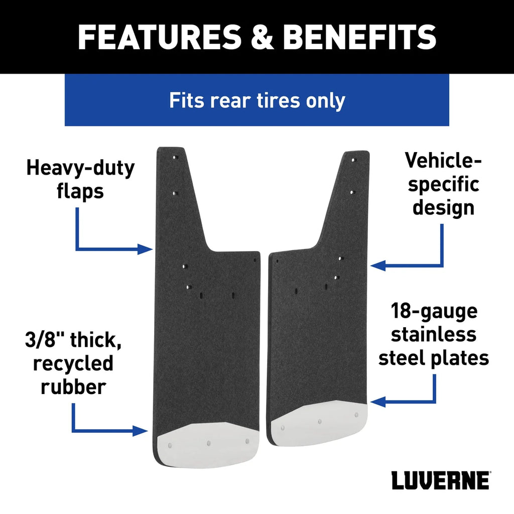 LUVERNE Rear 12" x 20" Textured Rubber Mud Guards, Select Ram 1500 (2 Flaps) 250935 - Back View