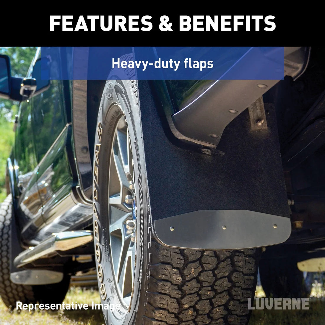 LUVERNE Rear Dually 20" x 23" Rubber Mud Guards, Select Ford F-350, F-450 (2 Flaps) 251124 - Additional View 5