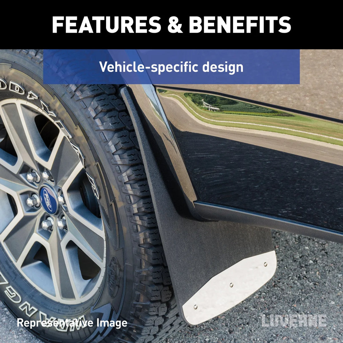 LUVERNE Rear Dually 20" x 23" Rubber Mud Guards, Select Ford F-350, F-450 (2 Flaps) 251124 - Additional View 6