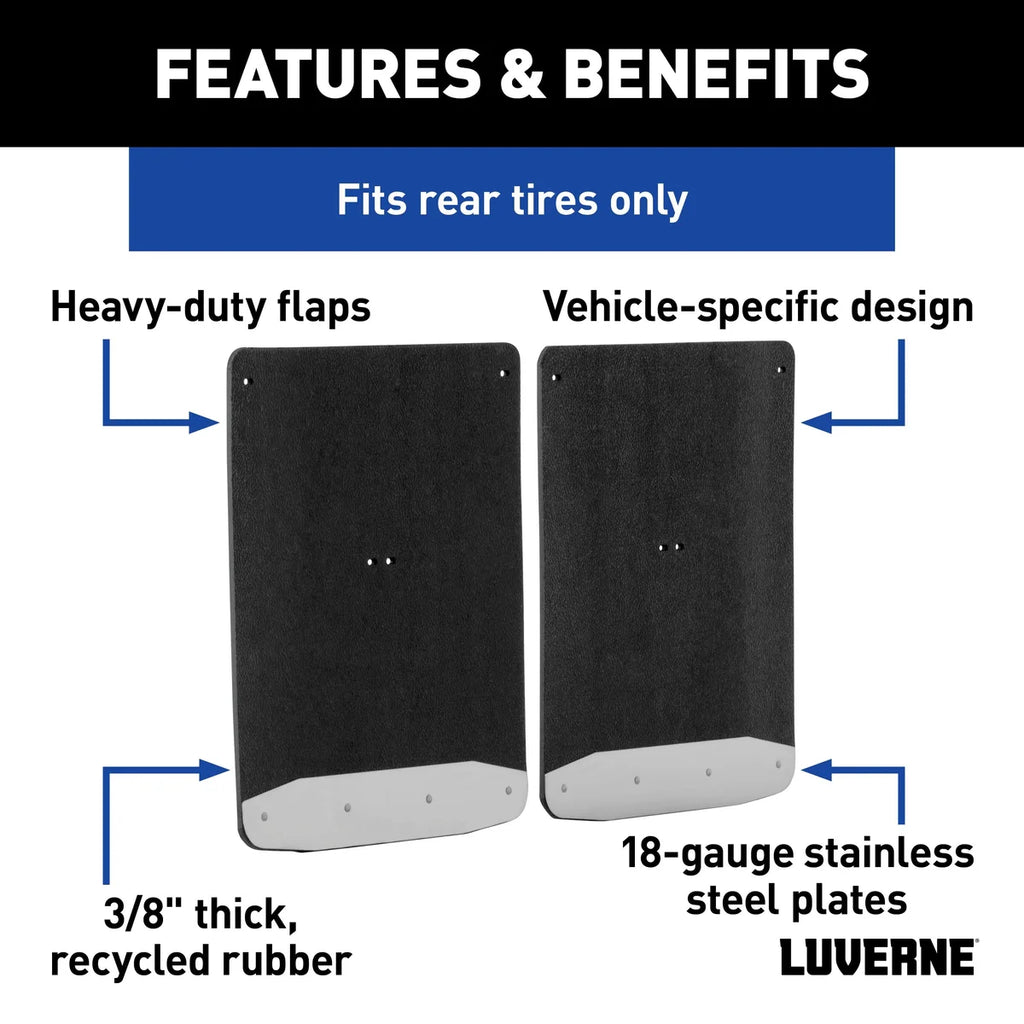 LUVERNE Rear Dually 20" x 23" Rubber Mud Guards, Select Silverado, Sierra 3500 (2 Flaps) 250744 - Back View