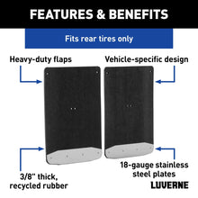 Load image into Gallery viewer, LUVERNE Rear Dually 20" x 23" Rubber Mud Guards, Select Silverado, Sierra HD (2 Flaps) 251452 - Back View