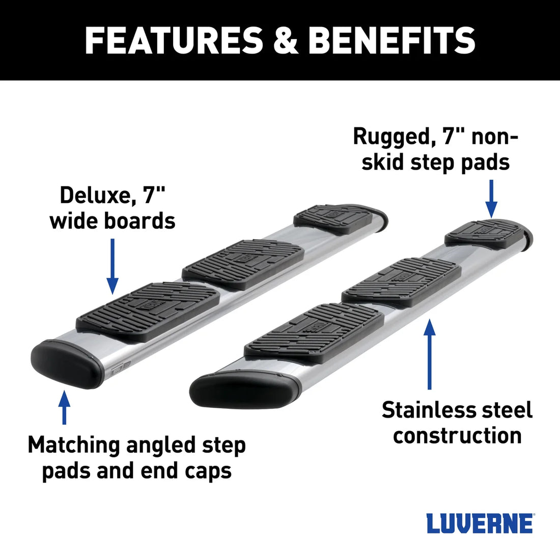 LUVERNE Regal 7 Polished Stainless 125" Oval W2W Steps, Select Silverado, Sierra HD 477125-401449 - Installation View