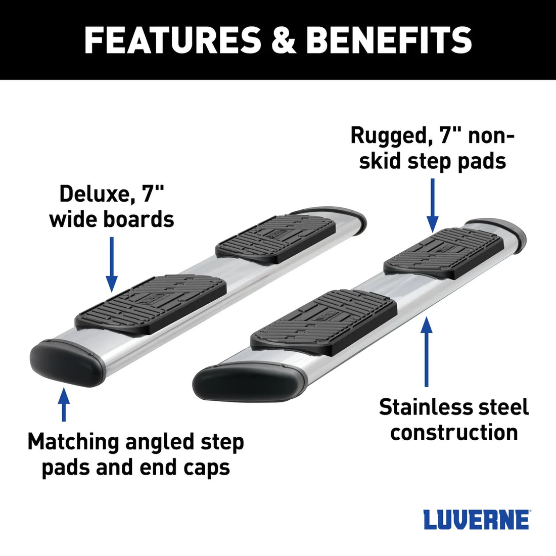 LUVERNE Regal 7 Polished Stainless 93" Oval W2W Steps, Select Ford F-250, F-350, F-450 477093-401733 - Installation View