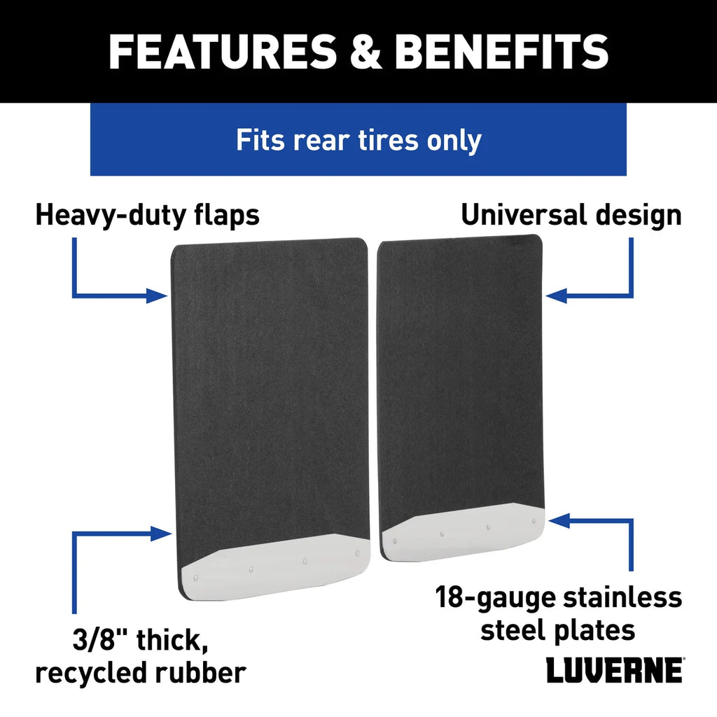 LUVERNE Universal Dually 20" x 23" Textured Rubber Mud Guards (2 Flaps) 252023 - Back View