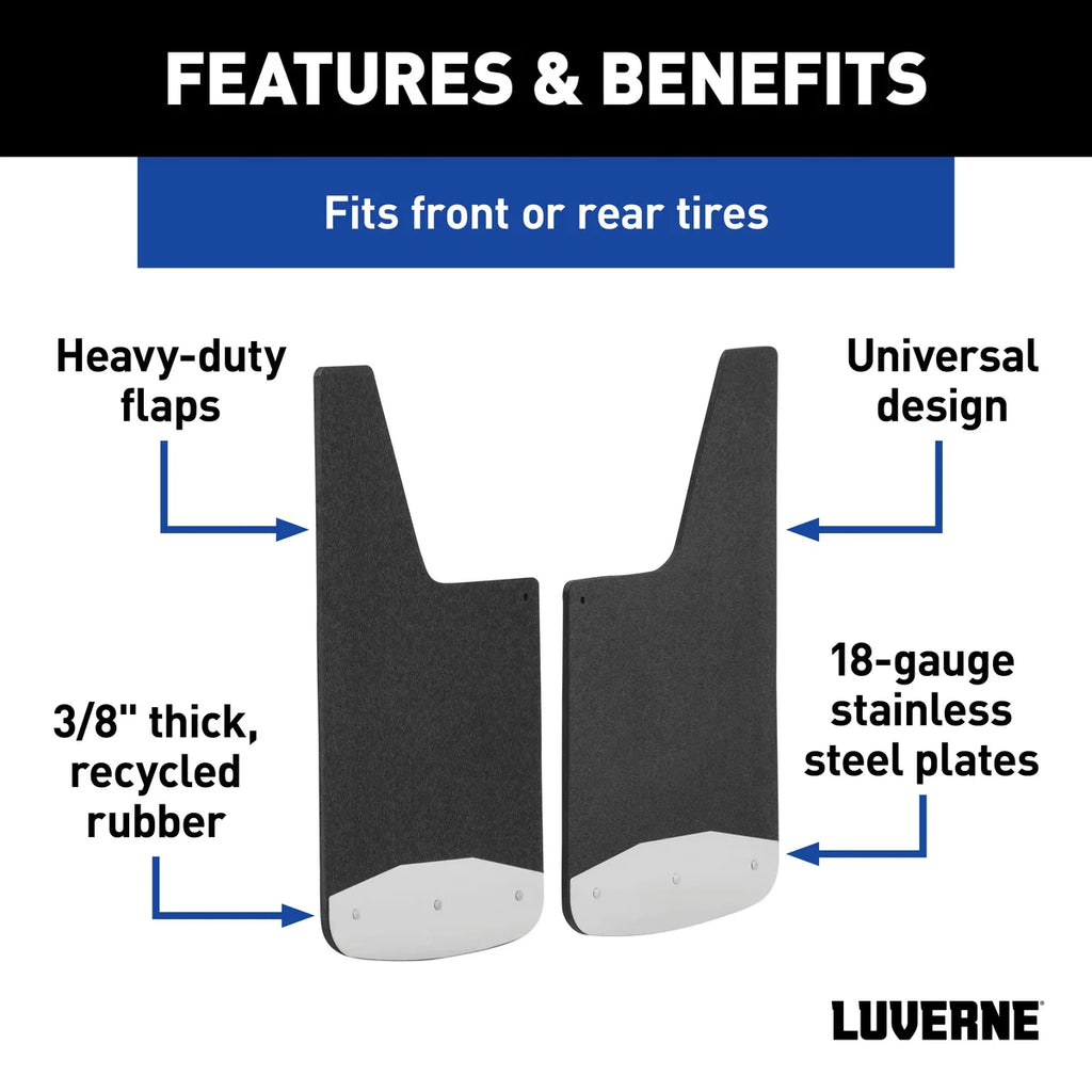 LUVERNE Universal Front or Rear 12" x 20" Textured Rubber Mud Guards (2 Flaps) 251220 - Back View