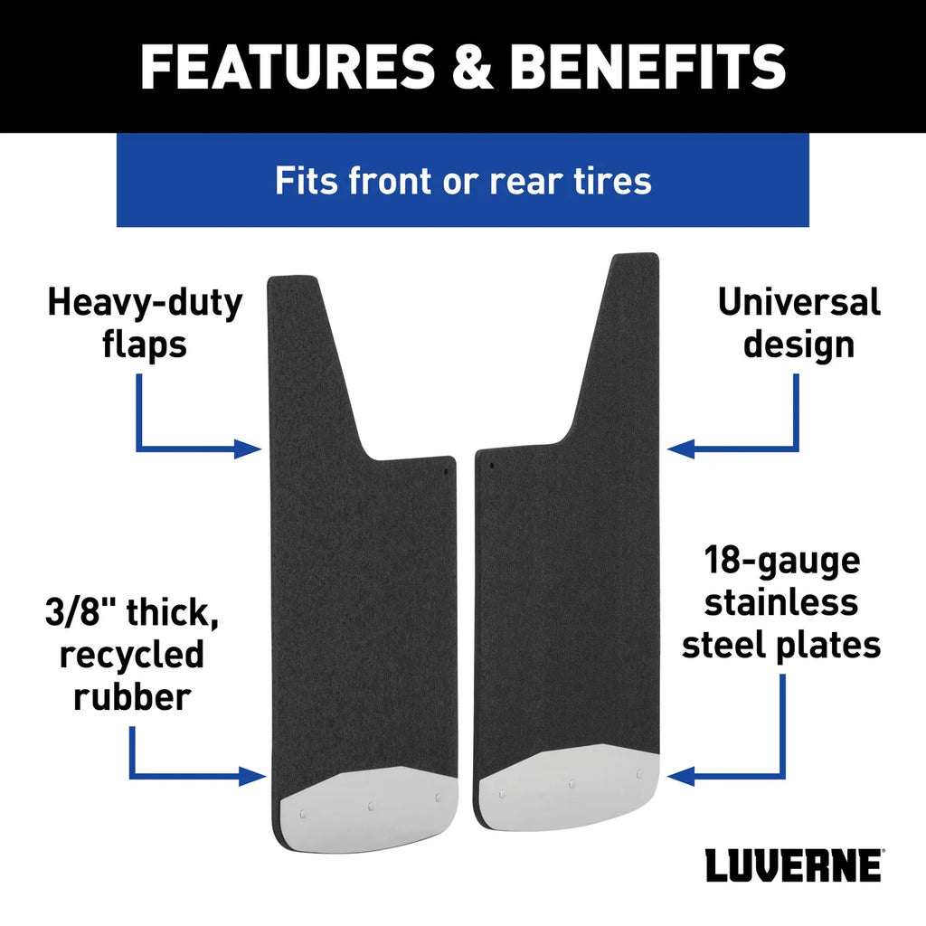 LUVERNE Universal Front or Rear 12" x 23" Textured Rubber Mud Guards (2 Flaps) 251223 - Back View