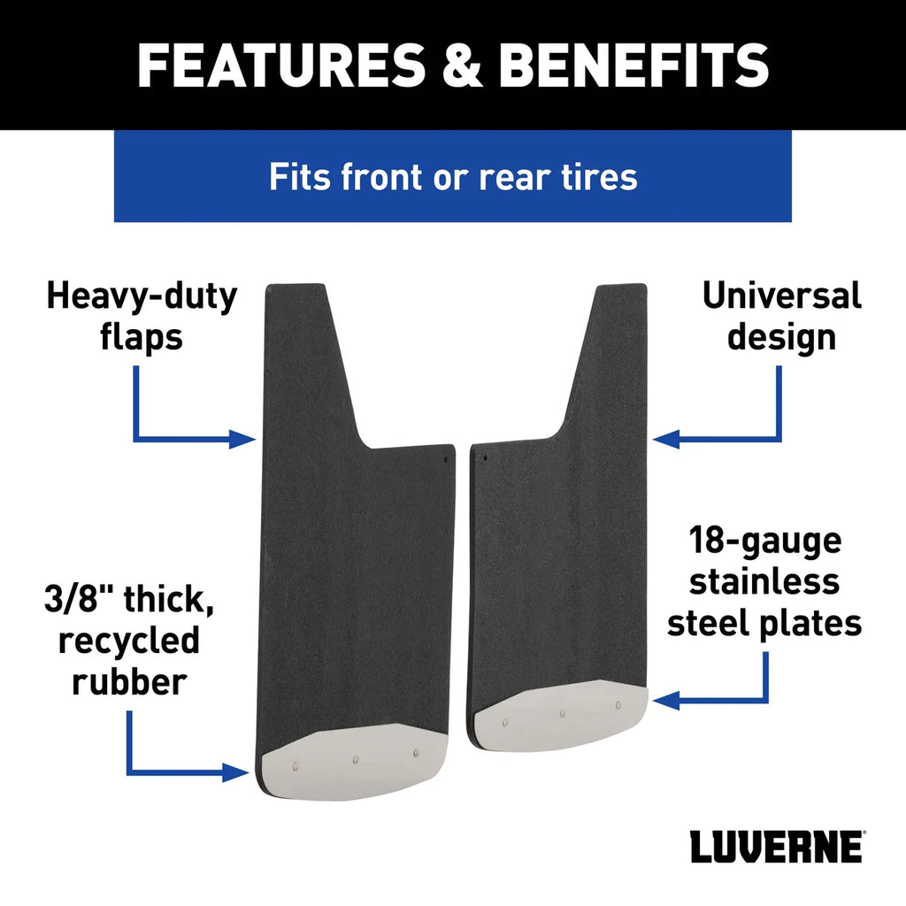 LUVERNE Universal Front or Rear 14" x 23" Textured Rubber Mud Guards (2 Flaps) 250014 - Back View