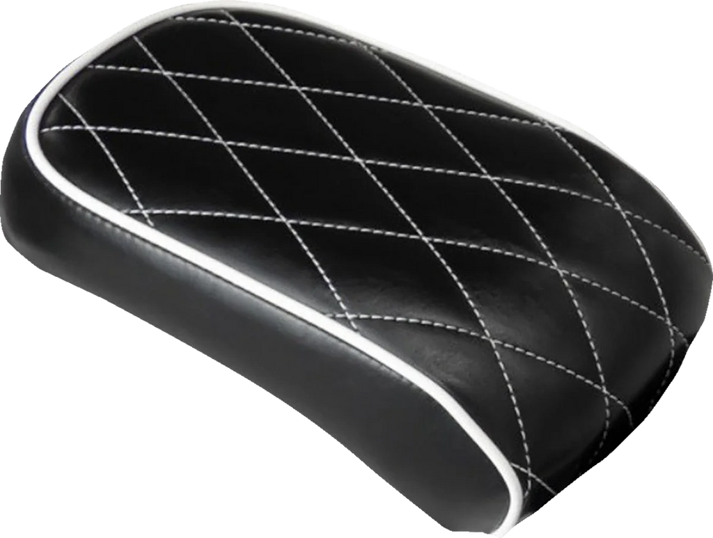 Le Pera Bare Bones Pillion Pad - Diamond - Black w/ White Stitch - Softail '08-'17 LXE-007PDMWTP - Main Product View