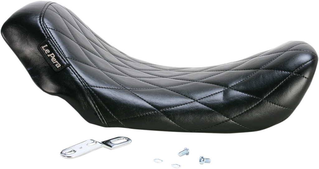 Le Pera Bare Bones Solo Seat - Diamond Stitch - Black - Dyna '06-'17 LK-001DM - Side View