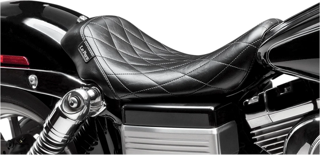 Le Pera Bare Bones Solo Seat - Diamond Stitch - Black - Dyna '06-'17 LK-001DM - Back View