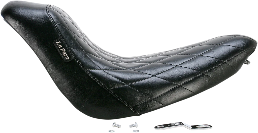 Le Pera Bare Bones Solo Seat - Diamond Stitch - Black - Softail '06-'17 LK-007DM - Side View