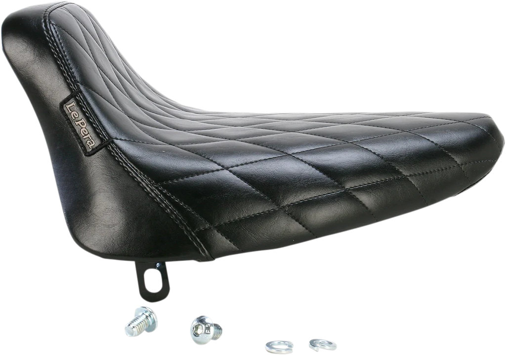 Le Pera Bare Bones Solo Seat - Diamond Stitch - Black - Softail '84-'99 LN-007DM - Side View