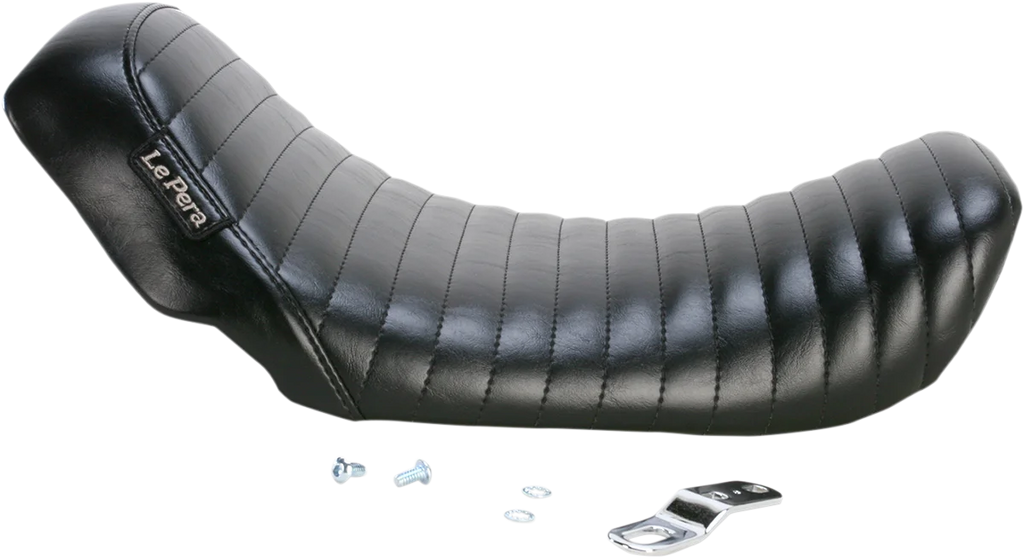 Le Pera Bare Bones Solo Seat - Pleated - Black - Dyna '06-'17 LK-001PT - Side View