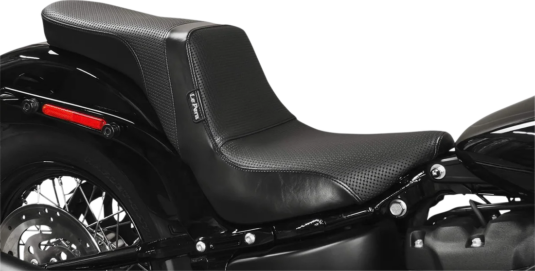 Le Pera Daytona 2-Up Seat - Without Backrest - Basketweave - Black - FX/FL '18-'23 LY-543BW - Back View