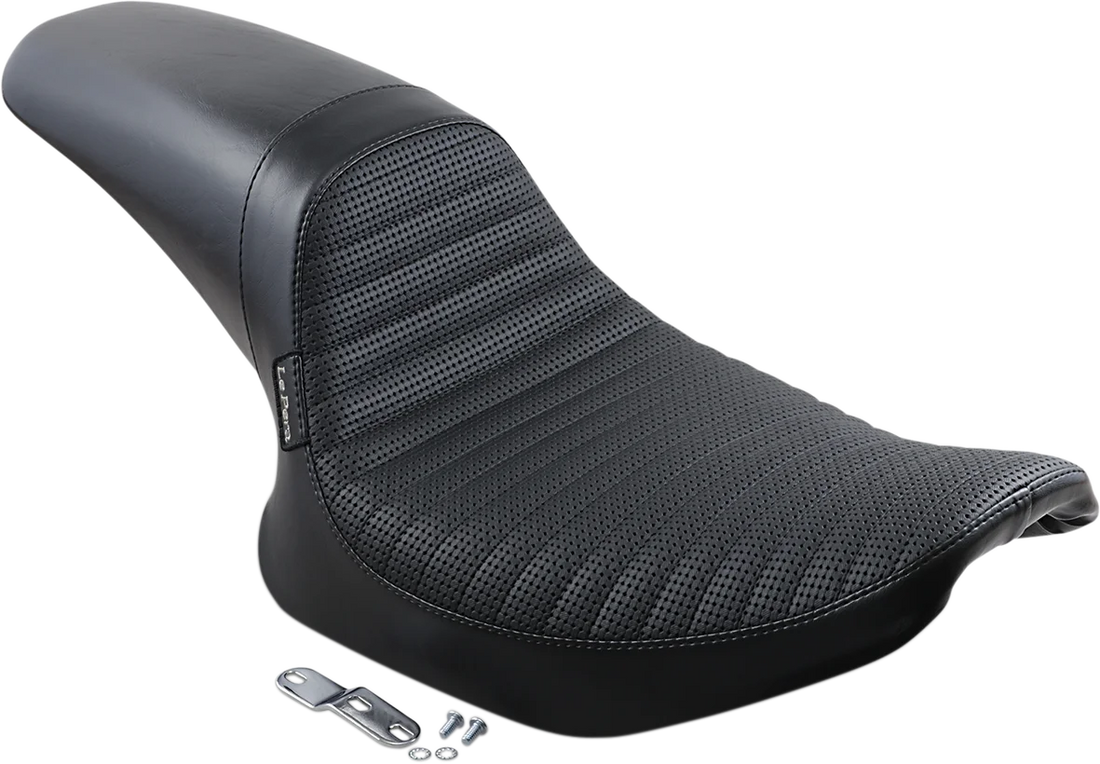 Le Pera Daytona Sport Seat - Basketweave/Pleated - Black - FXR '82-'00 L-541BWPT - Side View