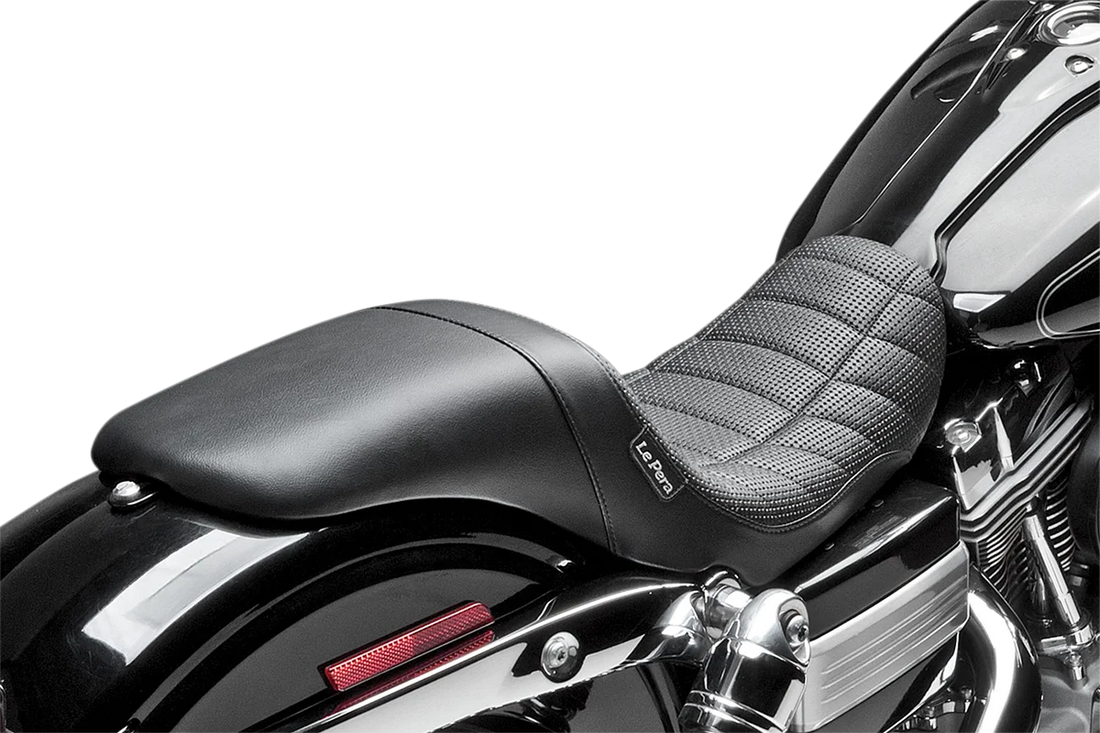Le Pera Daytona Sport Seat - Flat Track Stitch - Black - Dyna '06-'17 LK-512TRKPT - Side View