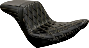 Le Pera Kickflip Seat - Diamond w/Chestnut Stitching - Black - Softail '18-'23 LYR-590DD-CHET - Main Product View