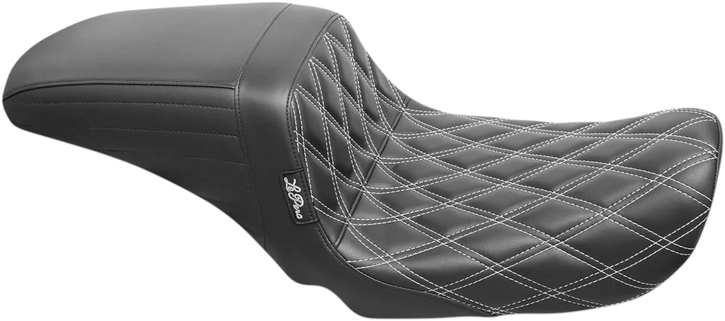 Le Pera Kickflip Seat - Double Diamond w/White Stitching - Black - FXD '06-'17 LK-591DD-WHITE - Main Product View