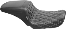 Load image into Gallery viewer, Le Pera Kickflip Seat - Double Diamond w/White Stitching - Black - FXD '06-'17 LK-591DD-WHITE - Main Product View
