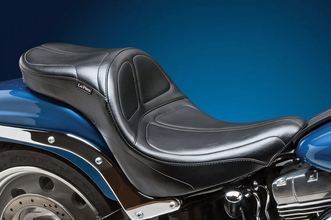 Le Pera Maverick Daddy Long Legs Seat - Black - Stitched - FL/FX '06-'17 LK-910DL - Back View