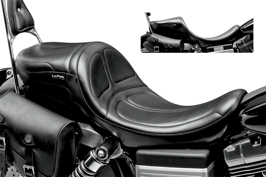 Le Pera Maverick Daddy Long Legs Seat - Black - Stitched - FXD/FLD '06-'17 LK-970DL - Main Product View