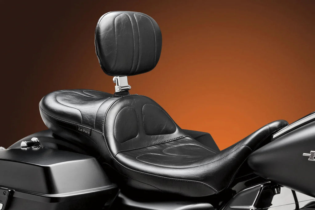 Le Pera Maverick Daddy Long Legs Seat - With Backrest - Black - Stitched - FL '08-'23 LK-957DLBR - Main Product View
