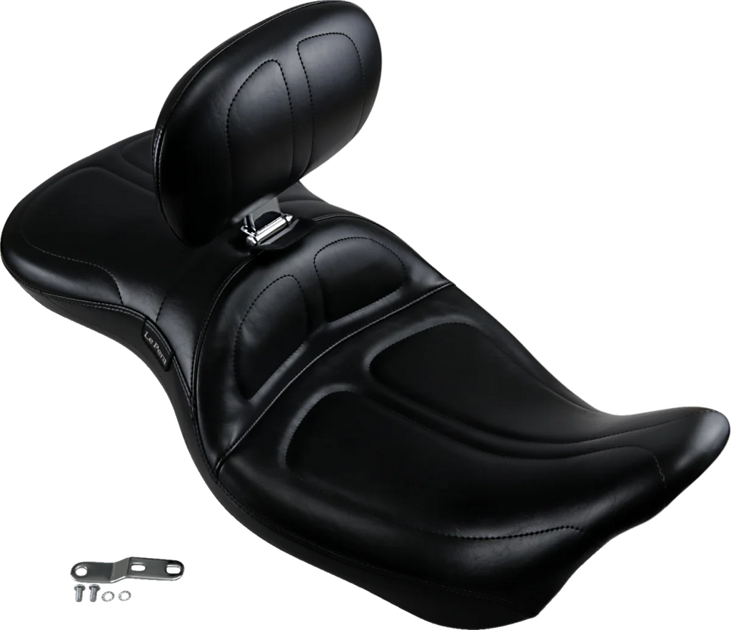 Le Pera Maverick Seat - with Backrest - Stitched - Black - FL '08-'23 LK-957BR - Side View
